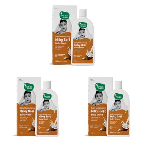 Image of Mother Sparsh Milky Soft Baby Body Wash - 400ml | With Milk Protein & Coconut Oil | pH Balanced & Paraben free Natural Baby Wash | Tear Free Formula for Baby Bath (Pack of 3)