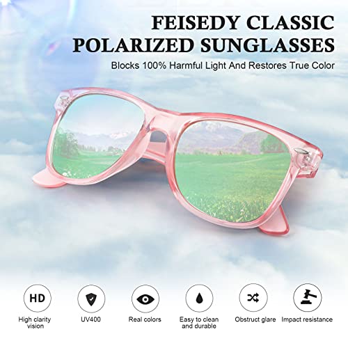 Image of FEISEDY Classic Square Retro Polarized Sunglasses Women Men 80s Sun Glasses Trendy UV400 B1858