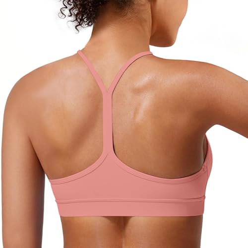 Image of Padded Y-Back Sports Bra for Women - Racerback Low Impact Spaghetti Strap for Yoga Workout Top Lightpurple