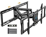 Full Motion Sliding TV Mount for 37-80' Flat Curved TVs with Max VESA 600x400mm Articulating TV Wall Mount with Swivel Extension Tilting Arms Bracket Fits 24' Studs up to 132 lbs PSLF6