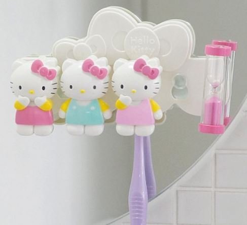 Hello Kitty Toothbrush Holder with 3 Minute Sand Time Clock