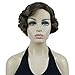 Lydell Vintage Cosplay Party Wig Short Finger Wavy Flapper Hairpiece +Free Wig Cap (Black)