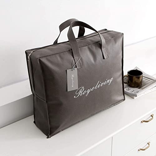 Royoliving Summer King Size Cooling Feather Down Blanket - 100% Organic Cotton Shell Light Weight Quilt- 650 Fill Power Hotel Collection Duvet Insert With Corner Loops (106''×90'', White) #TOP5