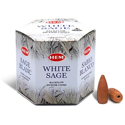 HEM White Sage Backflow Brown Incense Cones Cover
