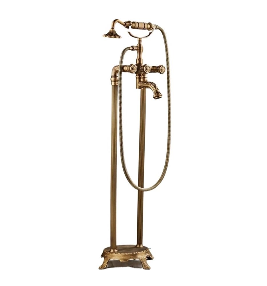 Blyqxs One Color Bathroom Floor Mounted Free Standing Bathtub Faucet Shower Set