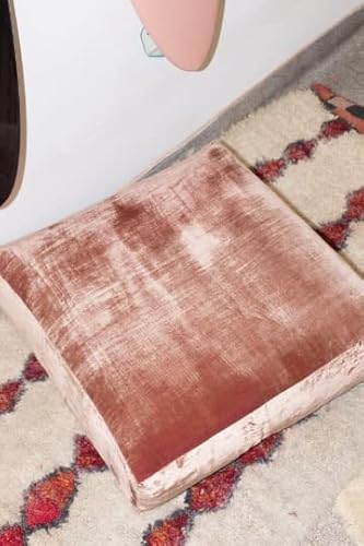 The Art Box- Meditation Cushion Light Soft Luxury Velvet Floor Cushion Cover Futon Comfortable Handmade Hight Quality, French Cushion (Rose Gold) #TOP18