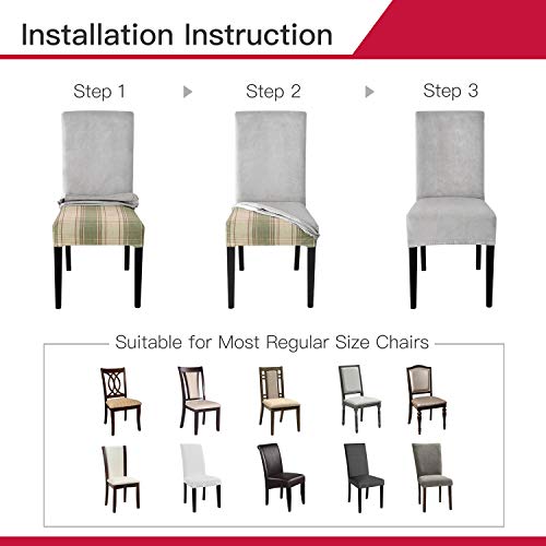 Maxmill MM-VD-LIGHT GREY-2 Velvet Dining Chair Slipcovers thumb #5