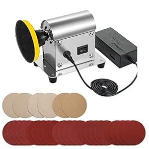 Electric Resin Polishing Machine, Resin Sanding and Polishing Kit Sander, 90W 7-Speed 24V, Including 26 PCS Sandpaper Resin Grinding Polisher Supplies, Epoxy Casting Tools for Resin Molds