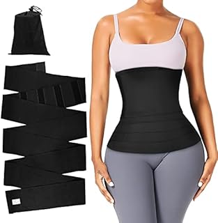 Waist Trainer for Women Plus Size Bandage Wrap Sauna Belt Long Torso Tummy Wraps Belly Body Shaper Waist Trimmer Belt with Storage Bag Black