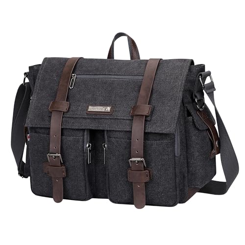 Image of WITZMAN Vintage Canvas Messenger Bag for Men Large Satchel Bags Crossbody Shoulder Fit 17 inch Laptop