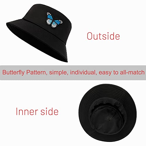 Image of Cotton Bucket Hat for Women Men Summer Travel Sun Beach Bucket Cap, Unisex Outdoor Fisherman Hat
