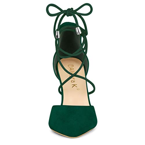 Image of Allegra K Women's Pointed Toe Chunky Heels Lace Up Sandals Pumps