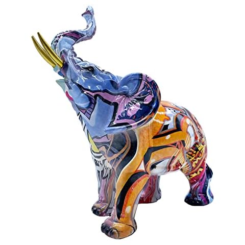 Colorful Elephant Statue Sculpture Frgurine Gift for Home Office Living Room Desktop Decoration Garden Figurines Outdoor Decor Frgurines (Small) Cover