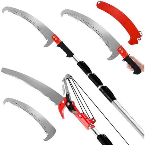 23FT 3-in-1 Tree Pruner Extendable with 5-17FT Extension Pole, Tree Trimmers Long Handle Pruner with Pruning Shears for Cutting up to 1.2-Inch Diameter, Manual Pole Saw with Sharp Steel Blade Cover