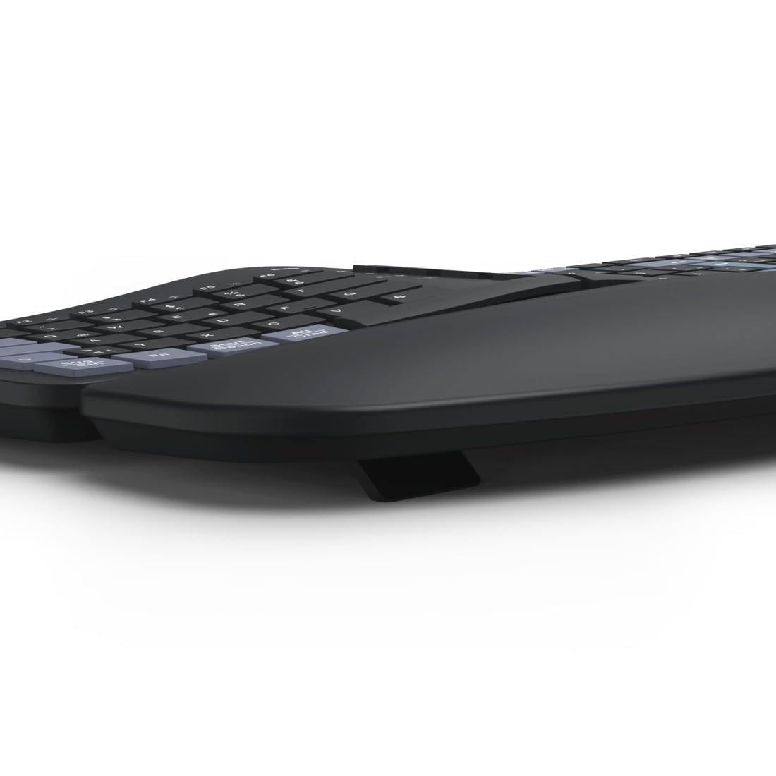 Hama ergonomische Tastatur kabellos, Multi-Device 1x Funk, 2X Bluetooth | Keyboard schwarz, geschwungene Form, geteiltes Tastenfeld, anpassbarer Tippwinkel, Handballenauflage, QWERTZ DE