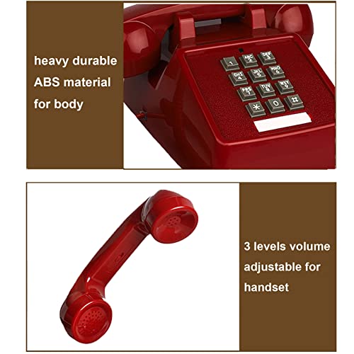 Teléfono fijo con cable clásico rojo para oficina y hogar miniatura 5