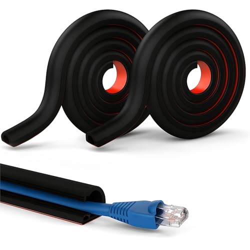 Canaleta para cables de 3 metros flexible autoadhesiva: 2 rollos de PVC Mini canal flexible semicircular resistente a la intemperie, 1 cable para ocultar cables de alimentación en casa o en la oficina