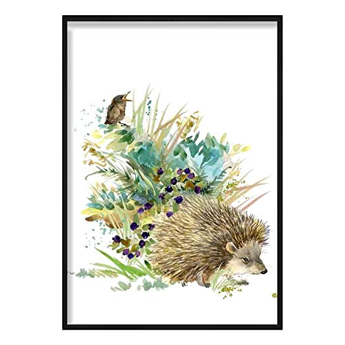 Image of Artze Wall Art Baby Hedgehog Watercolour Poster, 40 cm Width x 50 cm Height