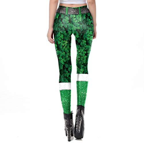 Legging feminina sexy com estampa digital FENICAL, calça skinny trevo para ioga, corrida, pilates e