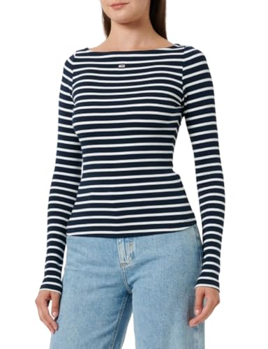 Tommy Jeans Damen Langarmshirt Breton Stripe U-Boot-Ausschnitt, Mehrfarbig (Dark Night Navy / Multi), XL