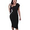 Mokoru-Womens-Sexy-Ruffle-One-Shoulder-Sleeveless-Bodycon-Party-Club-Midi-Dress Mokoru Women's Sexy Ruffle One Shoulder Bodycon Elegant Cocktail Party Midi Dresses, Large, Black