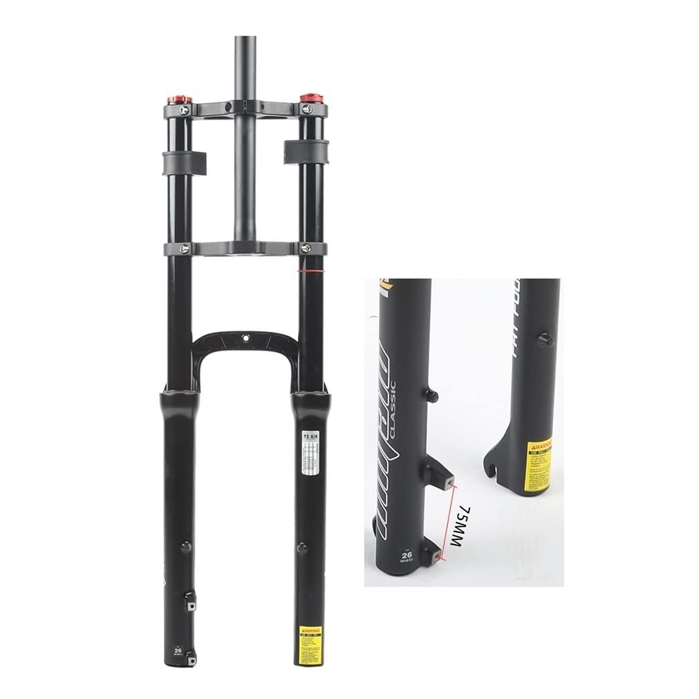 26 Zoll Fatbike Federgabel Federweg 140MM 4,0"-Reifen MTB-Luftgabel 1-1/8" Doppelte Schulter Zugstufen-Einstellung Scheibenbremse QR Fahrrad-Vorderradgabel Für Snow Beach E-Bike