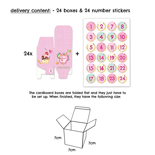 24 Advent calendar boxes - colorful pink unicorns design - for you to craft for yourself - Christmas 2018 - Image 4