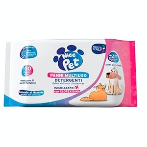 Nice Pet Hygiene Wipes for Dogs, Cats with Chlorhexidine – 100 Wipes – Protect Natural pH Value – Fragrance with Musk – Ideal for Hygiene of Dogs and Cats | Cleaning Wipes for Dogs