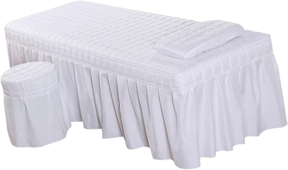 Tongina Massage Hotel Face Table Linen Set Bed Skirt Valance Sheet with Face Breath Hole Pillow Case Stool Cover for Beauty Salon Tattoo - White : Beauty & Personal Care