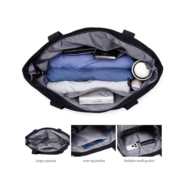 ETidy Large Capacity Foldable Tote Bag With Zipper Water-resistant SandproofWomen Beach Bag Handbag GymBag Travel ShoppingBag - Image 3