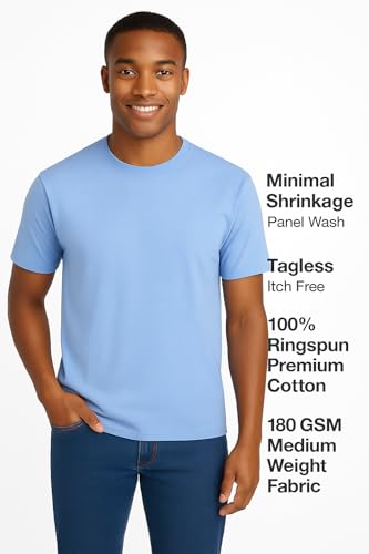 Image of Men's T-Shirts Ringspun Cotton Crew Neck Tee Shirts|Casual Wear T Shirt | Pre Shrunk with Panel Wash