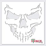 Skull Stencil DIY Crafts Best Vinyl Template Bone Biker Gothic Skeleton Stencils for Painting on Wood, Motorcycle, Clothing, Canvas, Wall, Mega (21' x 21') Ultra Thick Exhibit Grade White