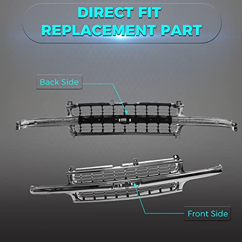 Titanium Plus Autoparts Replacement Parts Front Grille Grill Chrome Black Compatible With Chevrolet Chevy Tahoe 2000-2006 Fits 88968934 Gm1200442 #TOP2