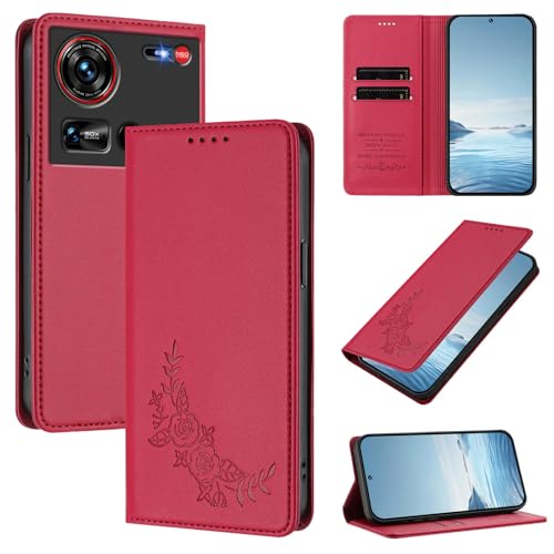 �X�}�z�P�[�X �Ή��@�� for ZTE Nubia Z70 Ultra�yRFID�u���b�N�z�y�J�[�h�z���_�[�t�����z �}�O�l�b�g�J�� �X�^���h�@�\�t���z�X�}�z�P�[�X Red