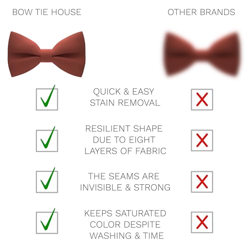 Image of Bow Tie House Mens Bowties Pre-tied Shape Clip on Bowtie Solid Men Formal Wear for kids, baby boys, toddler any age bow ties