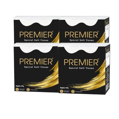 Premier Tissue Paper Napkins, 1 Ply - 90 Pulls (Pack of 4), 360 sheets | Super Absorbent Special Soft Tissue Napkins for Salons & Spa, Perfect for event, offices