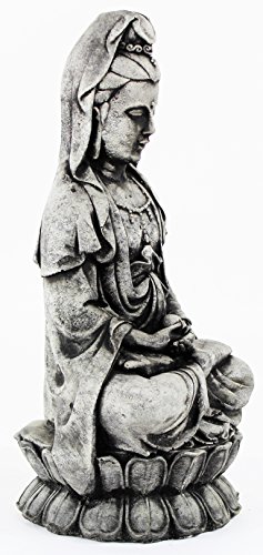 Kuan Yin Sitting Garden Statue Concrete Asian Sculpture #TOP3