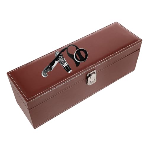 Boîte de rangement marron en PU CRAFTHROU facile à transporter pour bouteille
