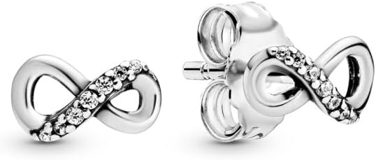 أقراط PANDORA Sparkling Infinity Stud - هدية رائعة لها - أقراط نسائية مذهلة - الفضة الإسترليني والزركونيا المكعبة ، بدون صندوق هدايا