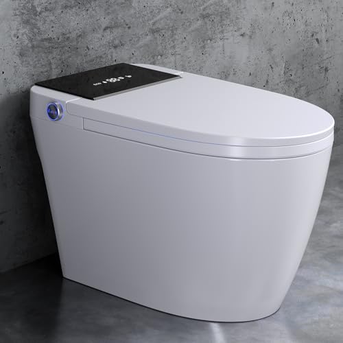 Smart Toilet with Bidet Built-in & Foam Shield, Auto Flush Toilet with Tank and Pump (No Water Pressure Limit), Foot Sensor, Heated Seat, Warm Air Dryer, 12" Rough-in, 1000g MaP Flush & 1.28GPF