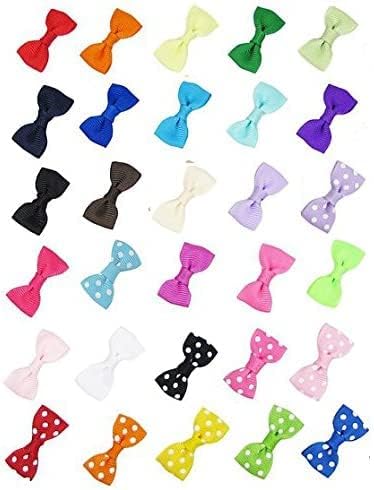 Mini Bow Appliques for Crafts,Ribbon Gift Bows for Gift Wrapping,Gift Bag,Christmas Cards,Sewing,Party Favor.30pc 1.5" Christmas Ribbon Bow Tie Appliques-Red Bows,White Bows,Black Bows