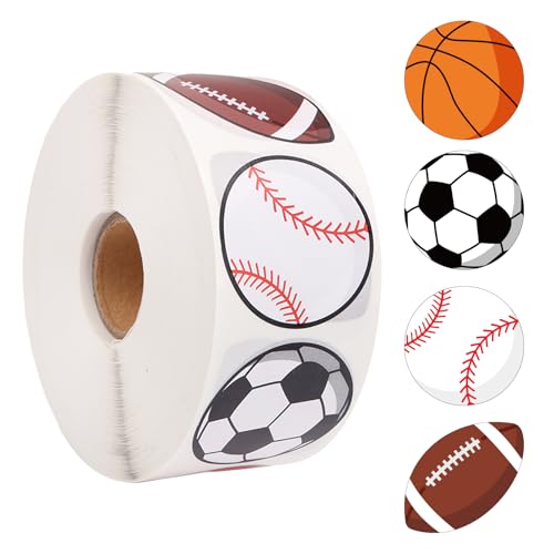1200pcs Sports Ball Stickers for Kids Basketball Soccer Baseball Football Mixed Sport Sticker Sport Themed Party Labels for Kid Ball Themed Party Classroom DIY Scrapbooking Sunday Game Day