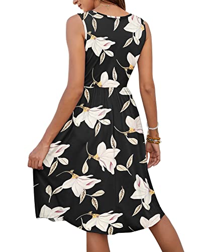 Image of MOLERANI Women Summer Dresses Sleeveless Casual Loose Swing Button Down Midi Dress with Pockets