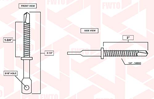 Tornillo Auto-perforante MEGAFastener FWTO 3.25 pulg. Ojo Pack 200 miniatura 2