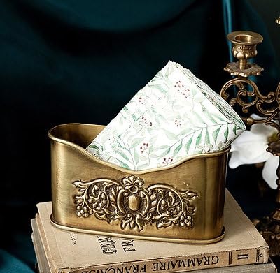 Soporte para caja de pañuelos de latón de lujo con diseño floral ornamental, mesa