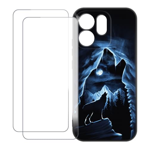 UOGNADGD Case Compatible with Oppo Reno 15 Pro 5G China Colorful Custom Cover with 2 Pack Tempered Glass Screen Protectors - Shockproof Scratch-Resistant (Wolf 2)