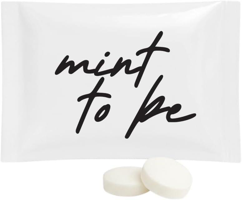 SIMPLY Peppermint "Mint to Be" Individually Wrapped Breath Mints in Bulk, 50 Packets (2 per Packet) | Wedding, Bridal Shower, Bachelorette, Party Favors
