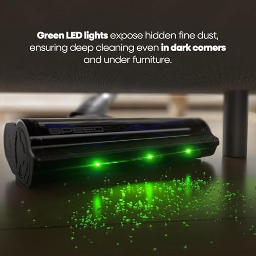 Image of YONNDER Cordless Vacuum Cleaner, 550W 50KPA 70Mins Powerful Vacuum Cleaners for Home, with Anti-Tangle, LED Display Screen, Self-Standing Stick Vacuum for Hardwood Floors /Pet Hair /Carpet, M1, Silver
