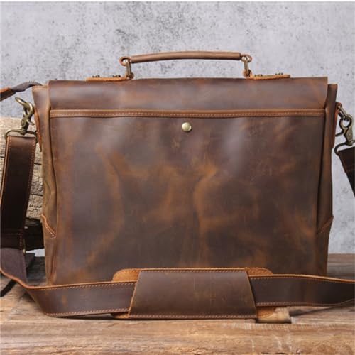 Vintage Messenger Bag Men's Handheld Briefcase Leather Shoulder Computer Bag2