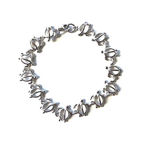 Hawaiian Jewelry Sterling Silver Hawaii Honu Sea Turtle Link Bracelet